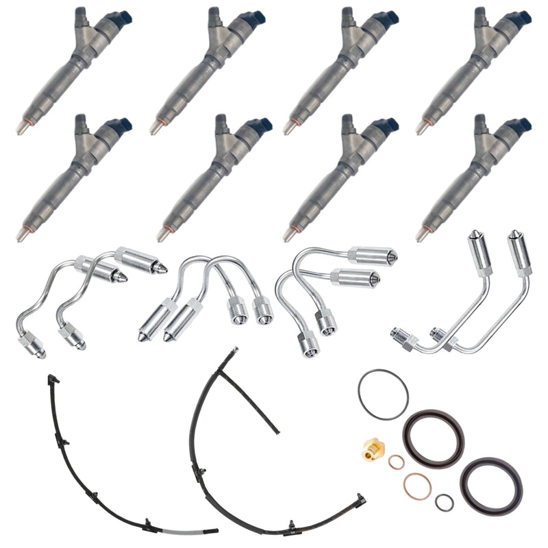 LLY Duramax Performance Fuel Injectors Kit 0986435504-KIT-45% Over Stock 50HP Reman Bosch 2004-2005 GM Duramax LLY VIN Code "2"